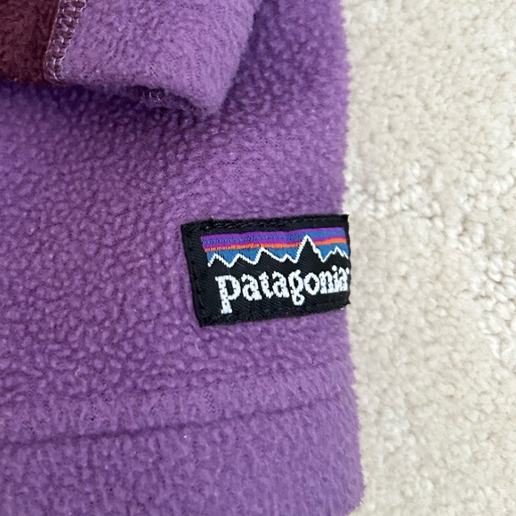 Vintage Kids XL Patagonia Warm Fleece Purple Brown Outdoors Hiking Winter - Picture 5 of 5